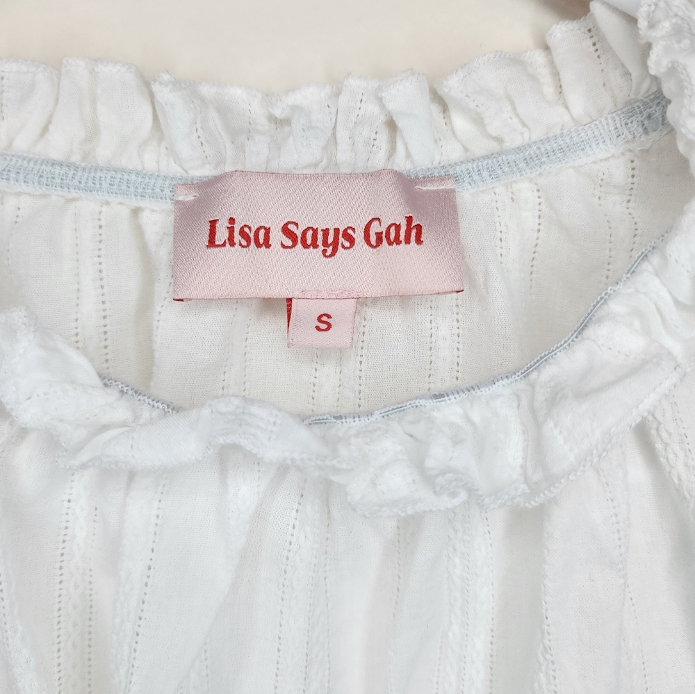 Lisa Says Gah White Ruffled Puff Sleeve Blouse - Picture 2 of 4